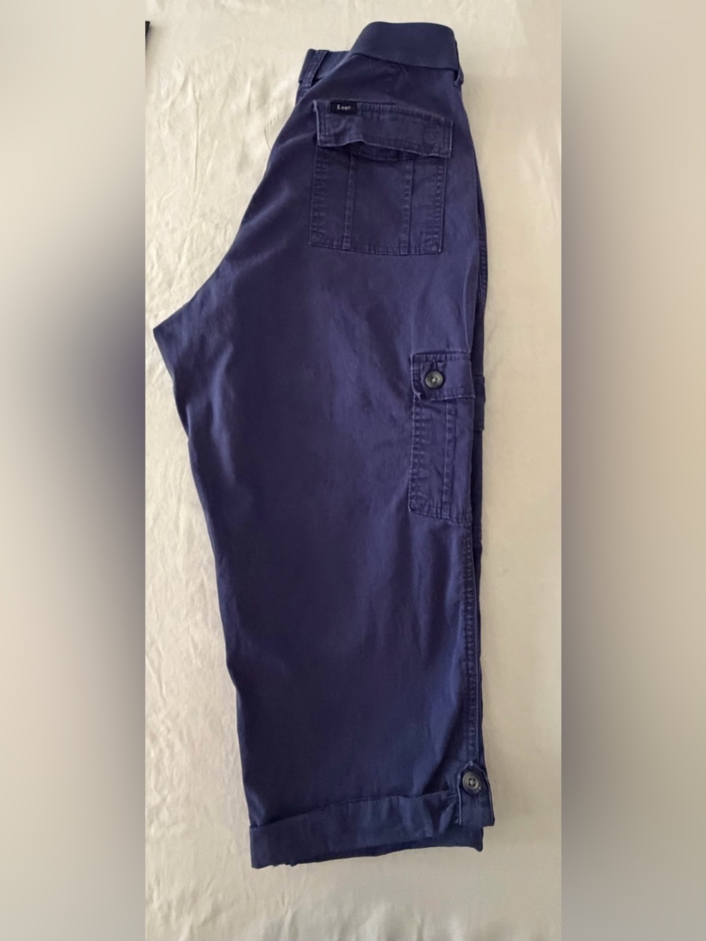 Lee navy blue elastic waist pants with logo patch